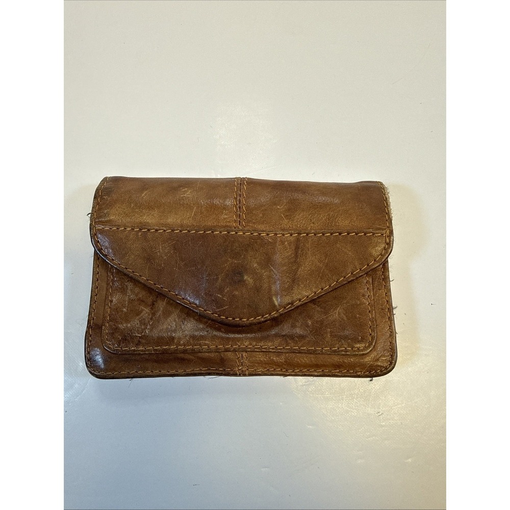 Ashlin Genuine Real Leather Wallet Brown 3 Zipper Pockets & 2 Pouches 5" X 3 1/4